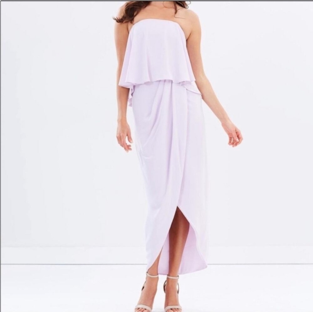 SHONA JOY x REVOLVE Strapless Frill Lilac Maxi Bridal Formal Dress NWT SRP$295